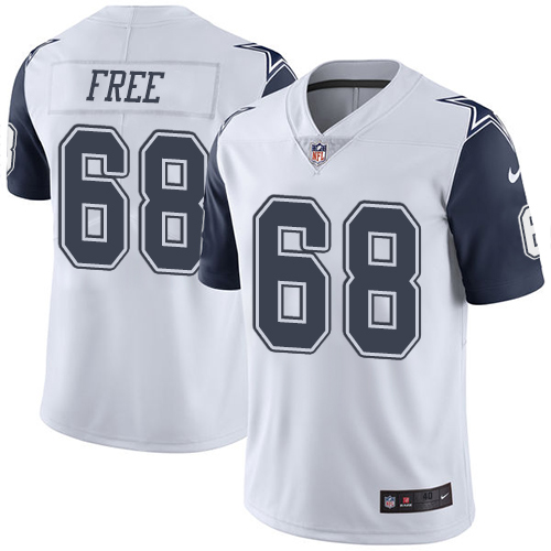 Men's Elite Doug Free Nike Jersey White - #68 Rush NFL Dallas Cowboys
